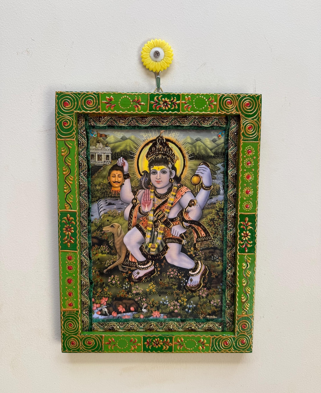 Vintage Bhatuk Bhairava Picture Hand-painted Wooden Frame Wall Art ...