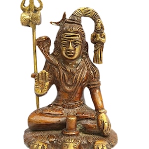 Lord Shiva Brass Statue: Hindu God Idol, Home Temple Decor