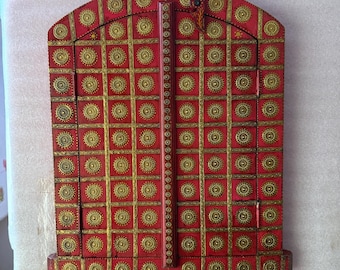 Vintage Hand Carved Wooden Window with Brass Inlay: Indian Wall Decor (20.5x1.5x23 Inch)