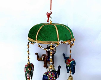 Handmade Indian Elephant Hanging Bells: Boho Window Decor