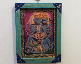 Vintage Hand-painted Kali Maa Photo Frame - Hindu Goddess Wall Art ...