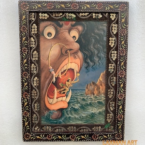 Frame Picture Hanuman, Bajrangbali Photo, Vintage Indian Deities, God Photo, Wall Hanging, Wooden Wall Decor Picture Painted Frame - 9 x 12&quot;