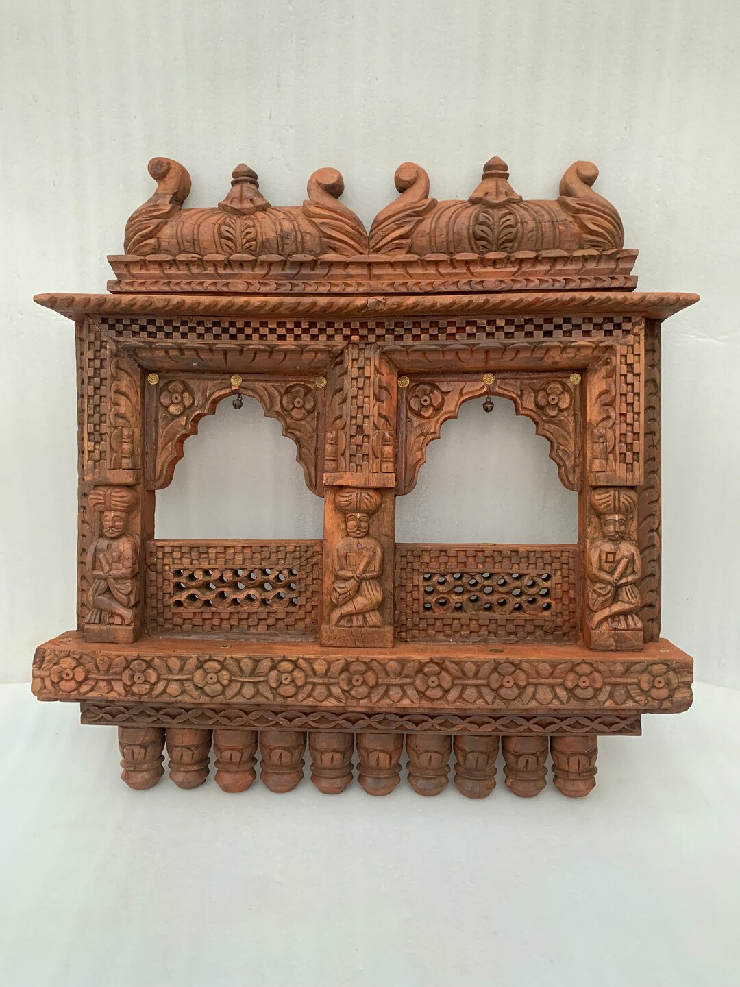Wooden Jharokha Handmade Handcarved, Vintage Wooden Double Jharokha