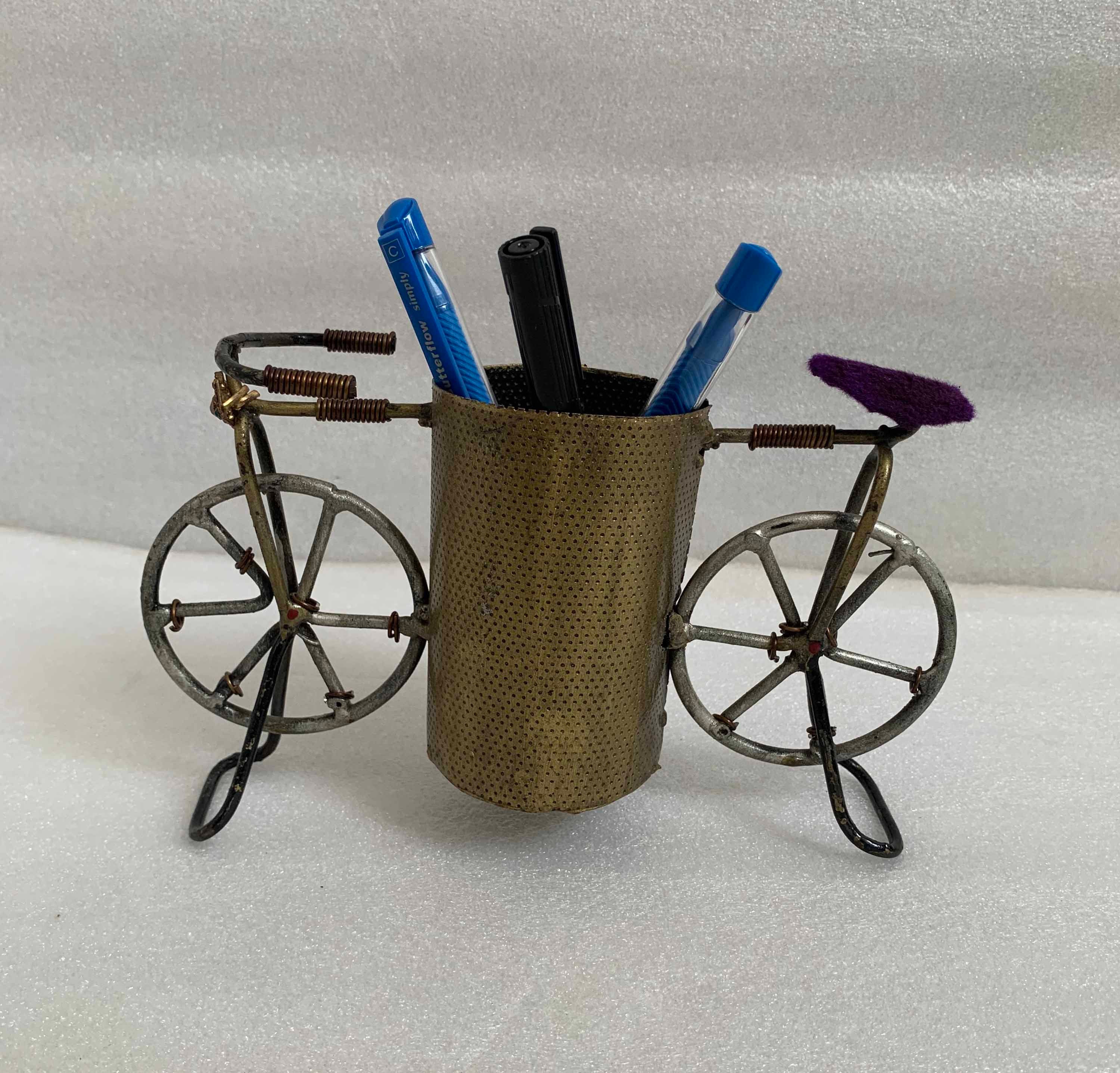 Pen Stand Holder, Vintage Iron Cycle Shape Pen & Pencil Stand Desk