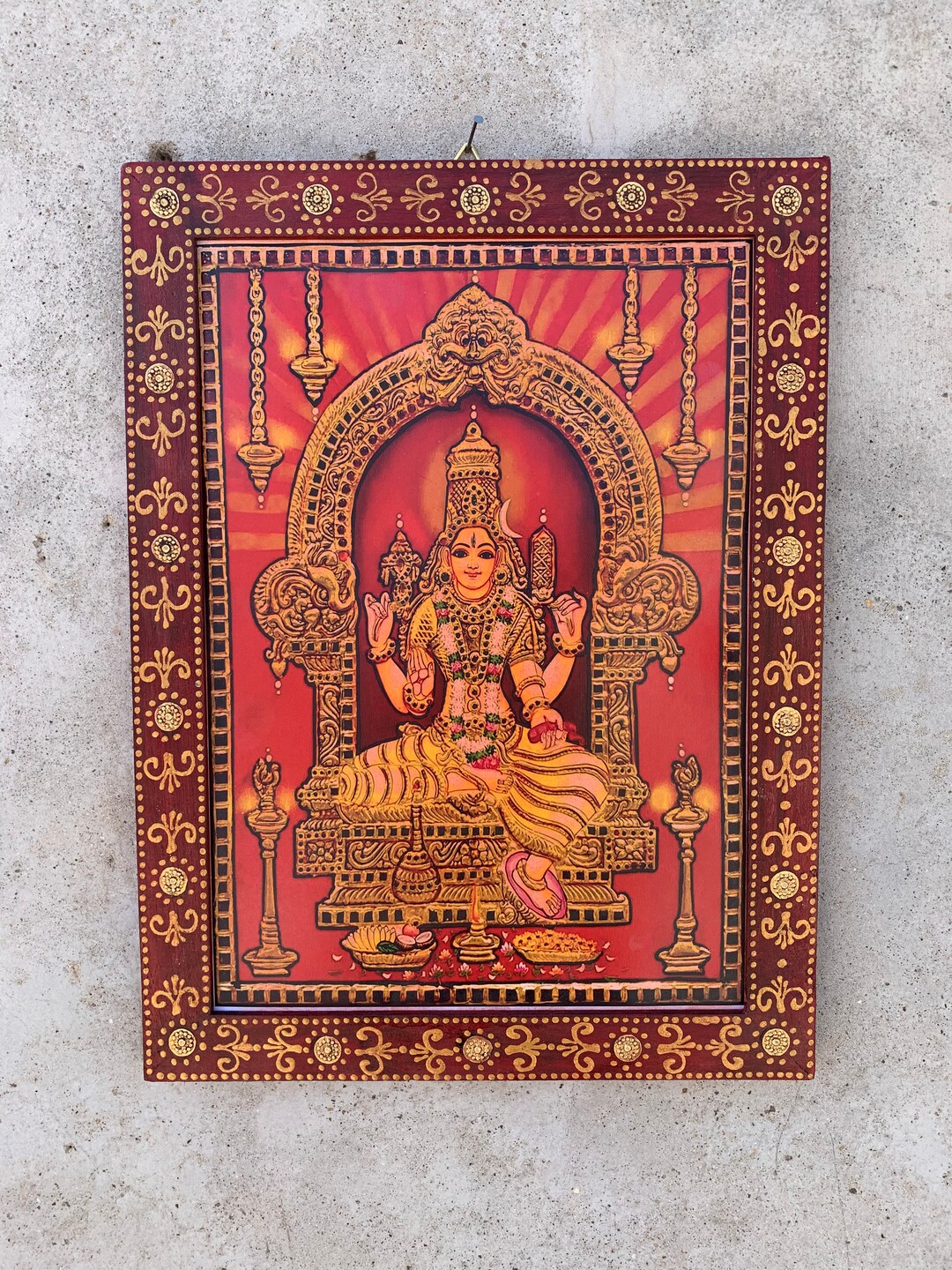 Indian God Photo, Baglamukhi Mata Photo Frame, Vintage Indian Gods