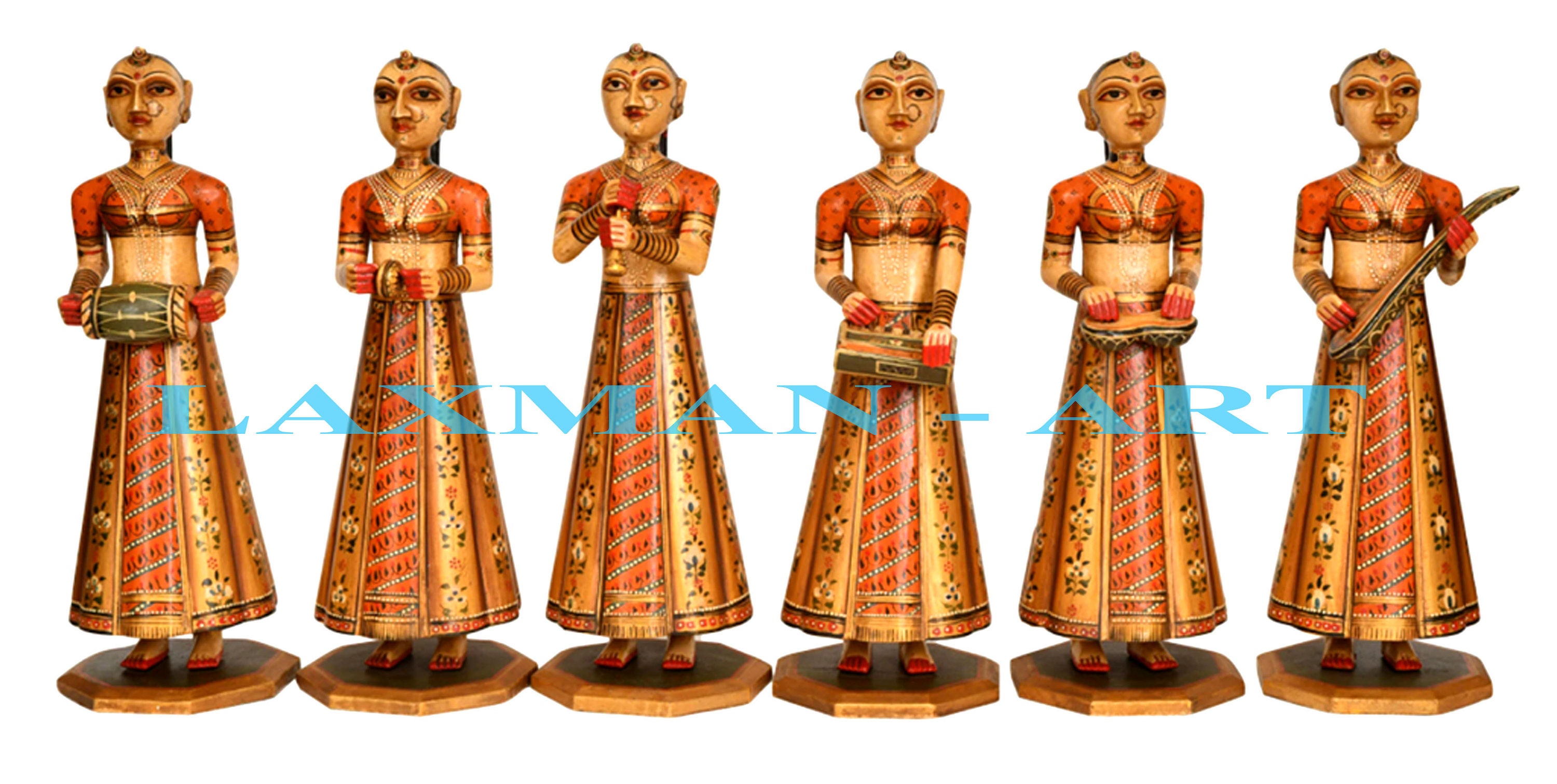 Wooden Musician Statue Indian Rajasthani Musician Ladies Hand Etsy