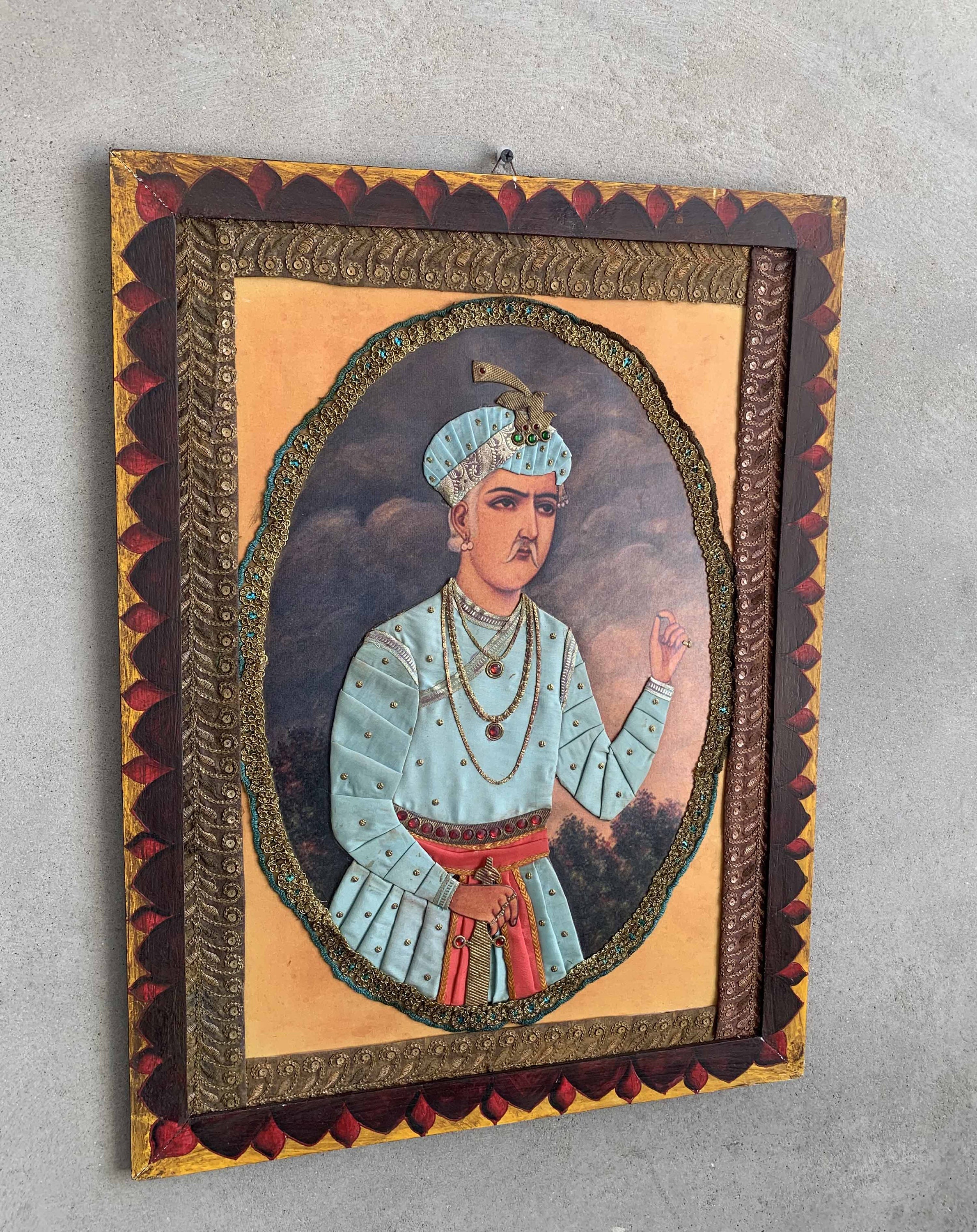 Akbar Badshah Ki Sex Video - Mughal King Photo Akbar Badshah Cloth Art Work Handmade - Etsy UK