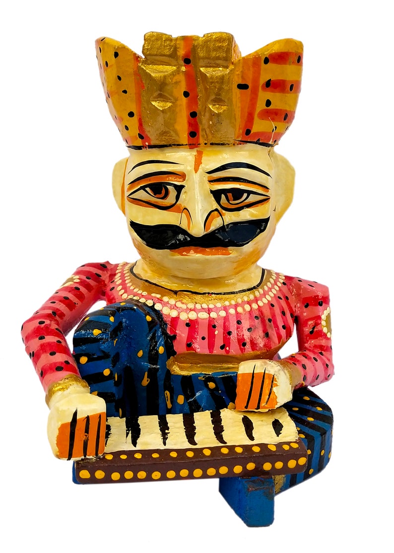 Wooden Musician Statue Hand Painted Rajasthani Traditional Etsy