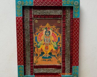 ヴィンテージ バル クリシュナ ポスター、ハンドメイド真鍮木製