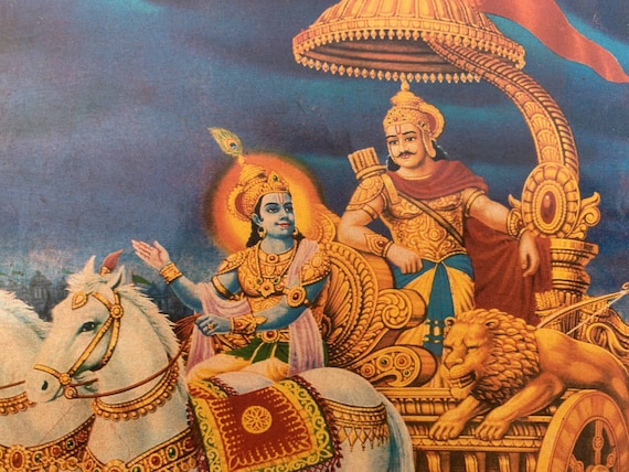 Krishna Arjun Photo, Geeta Updesh a scene from Mahabharata, Indian ...