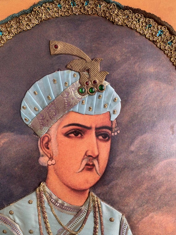 Akbar Badshah Ki Sex Video - Mughal King Photo Akbar Badshah Cloth Art Work Handmade - Etsy UK