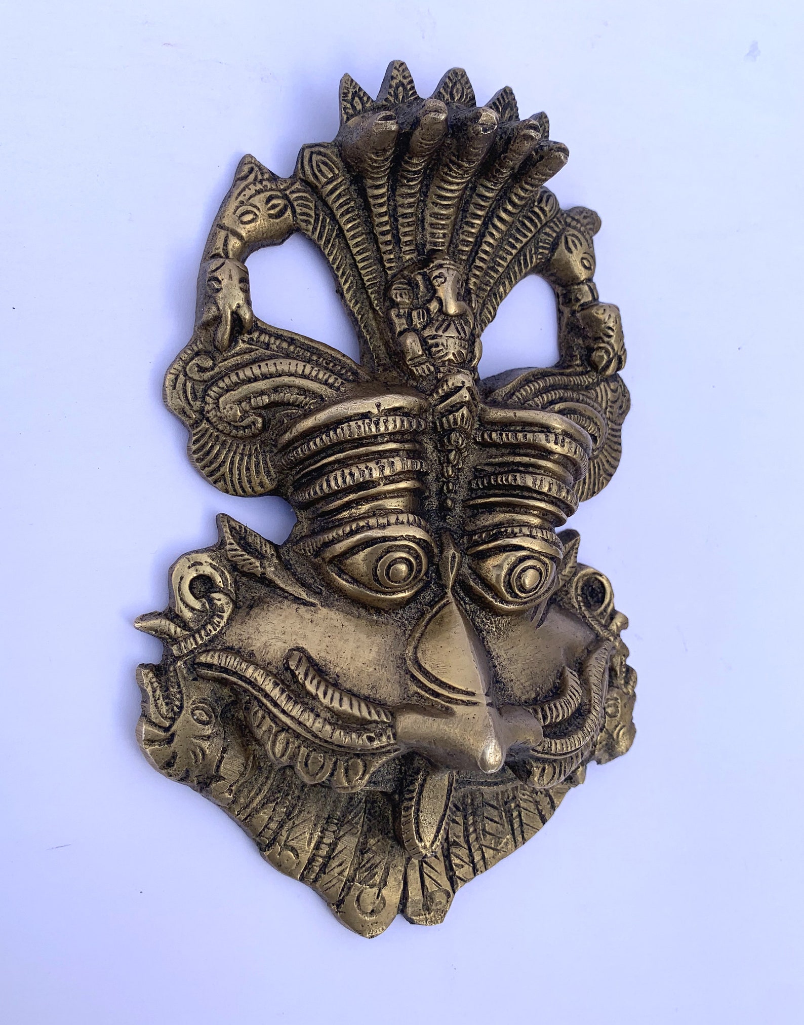 Brass Wall Hanging Face Mask Narsingh face Wall Hanging Etsy