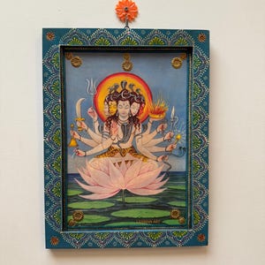 Panchmuki Shiva Photo: Handmade Hindu God Picture Frame (12 x 16&quot;)