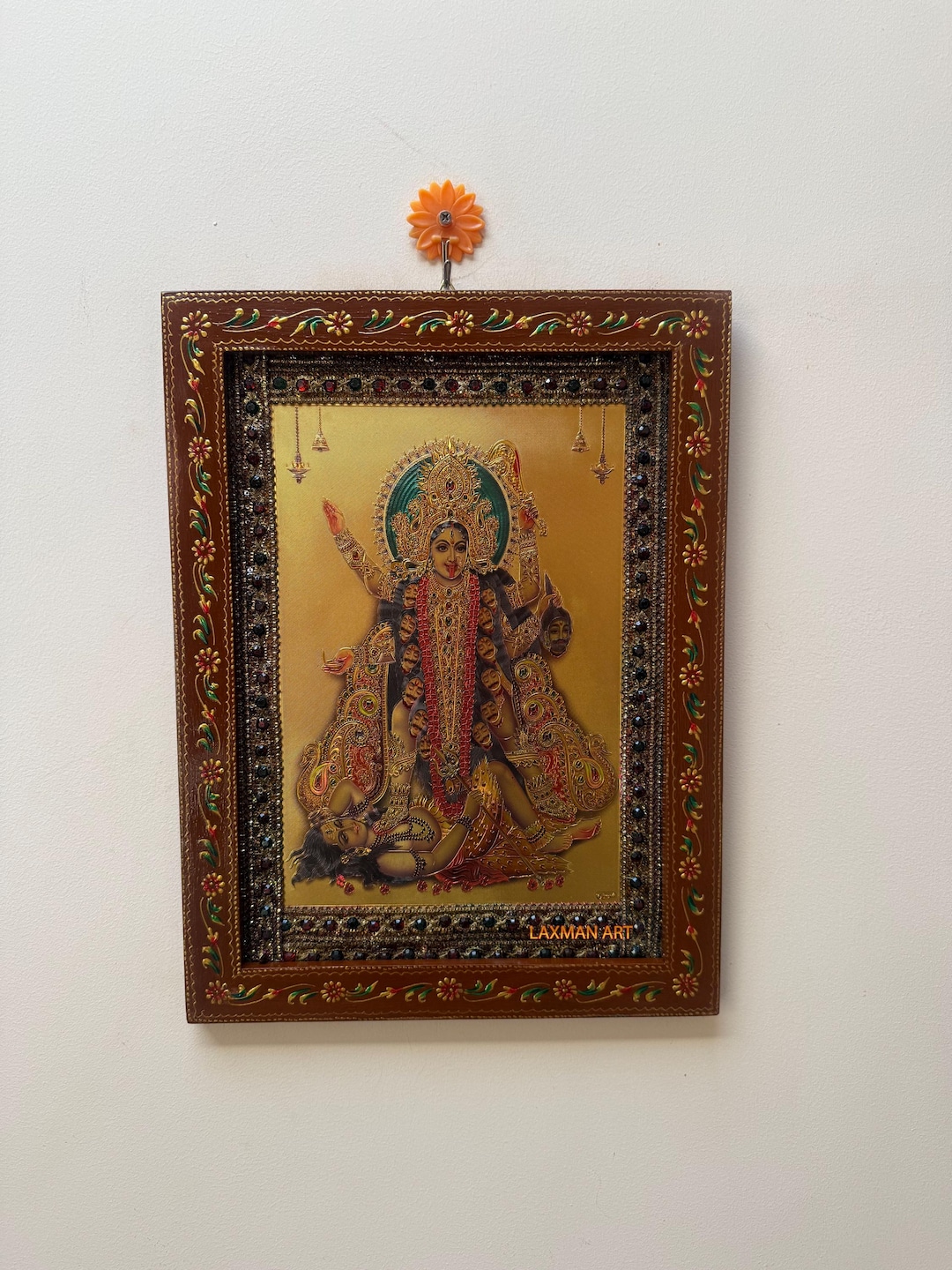 Vintage Hand-painted Kali Maa Picture Frame - Hindu Goddess Wall Art ...