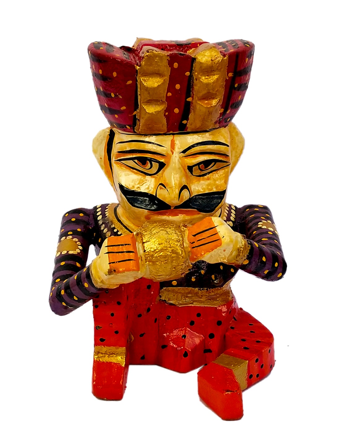 Wooden Musician Statue Hand Painted Rajasthani Traditional Etsy