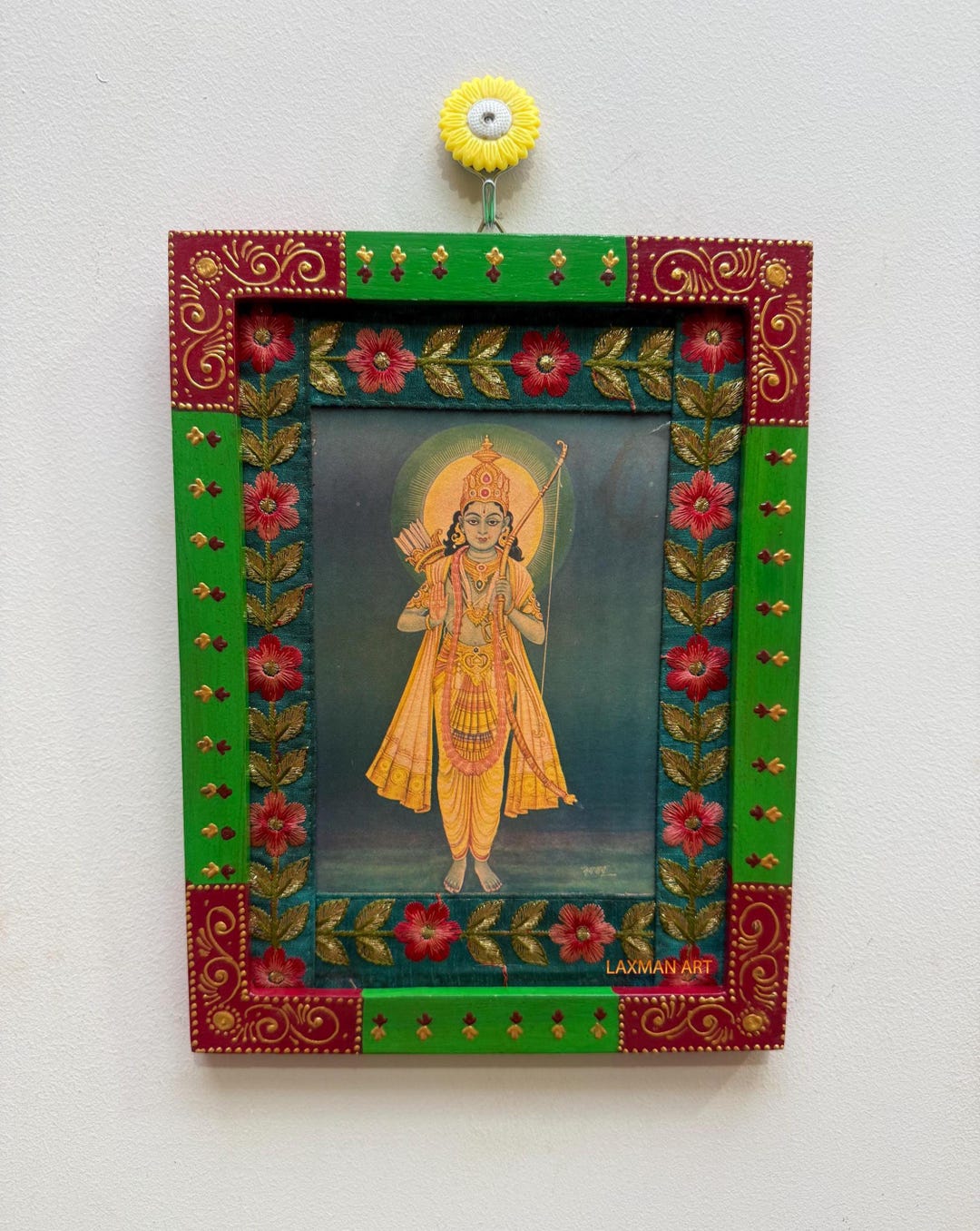Vintage Lord Rama Photo Frame, Rama Picture Wooden Wall Art Decor ...