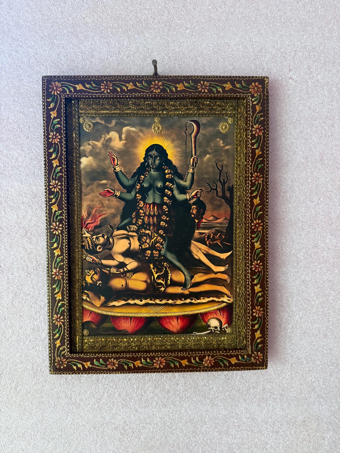 Vintage Hindu Goddess Kali Photo Frame: Indian Religious Wall Art ...