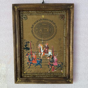 Vintage indische König Pferd Malerei: Handgemachte gerahmte Wandkunst (30,5 x 40 cm)