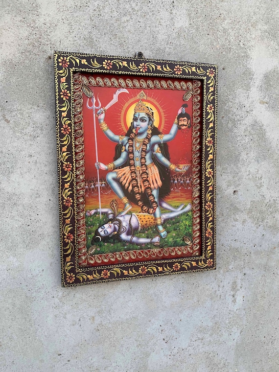 Vintage Kali Mata Photo Maha Kali With Shiva Picture Painted - Etsy  Singapore