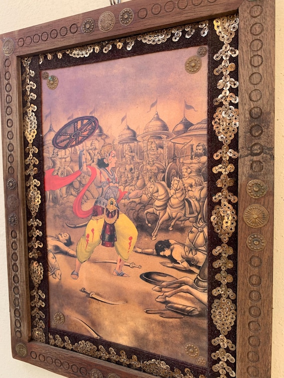 ヴィンテージ アビマニュ マハーバーラタ アート：ハンドメイド インド