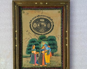 ヴィンテージ バル クリシュナ ポスター、ハンドメイド真鍮木製