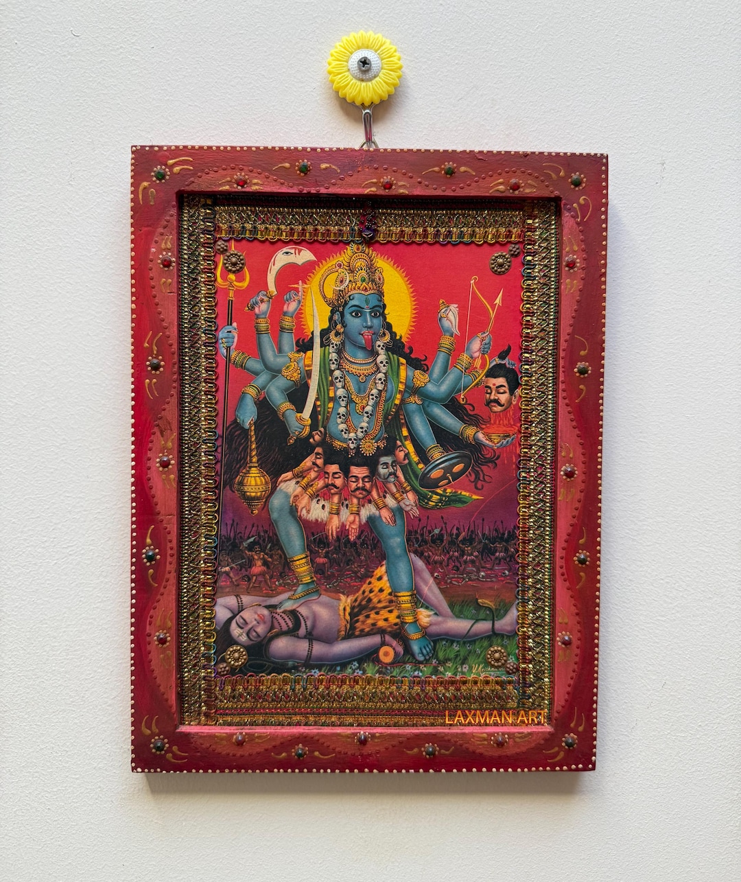 Buy Old Goddess Kali Photo Frame: Hindu God Art, Painted Wood Frame ...