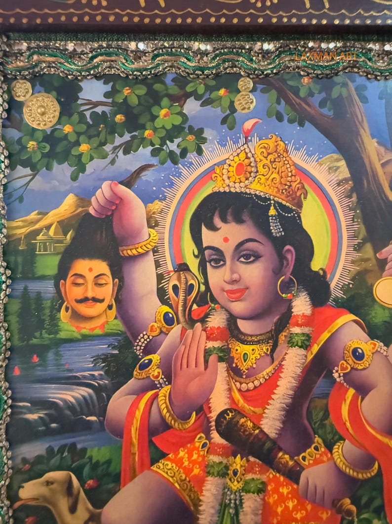 Vintage Sri Bhatuk Bhairava Photo in Hand-painted Wooden Frame (9x12 ...