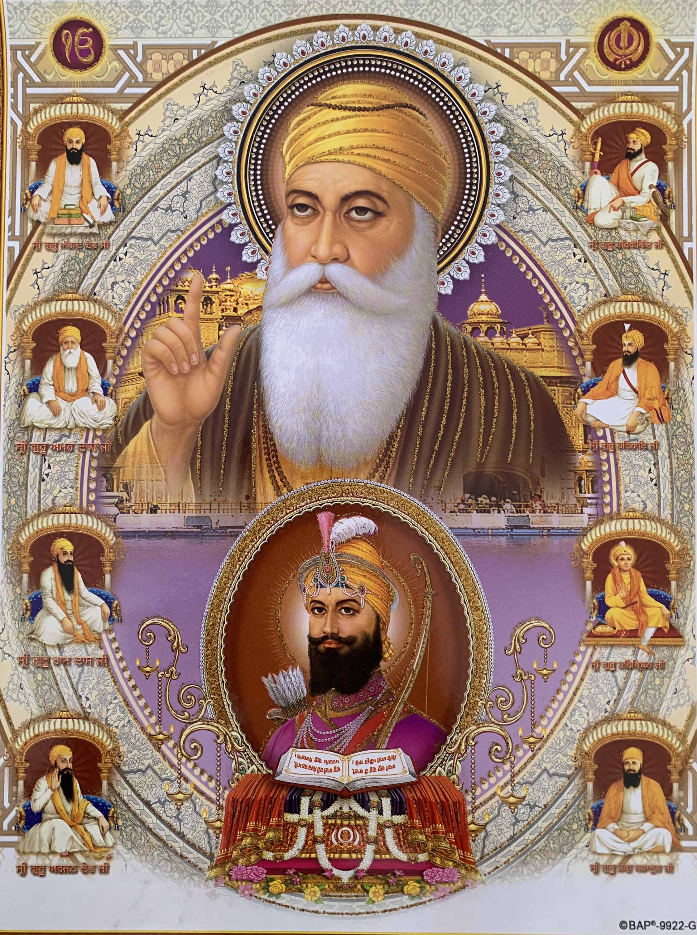 Sikh 10 Guru Photo Art Work Photo Frame Indian Religious Etsy UK