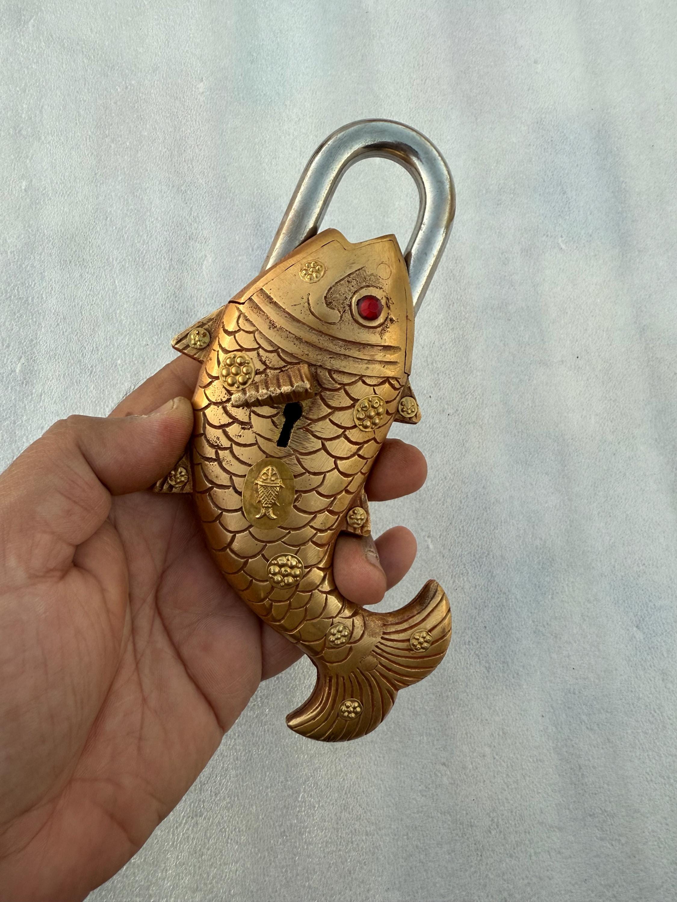 Fish Shaped Brass Lock, Antique Design Door Padlock With 2 Keys - Etsy