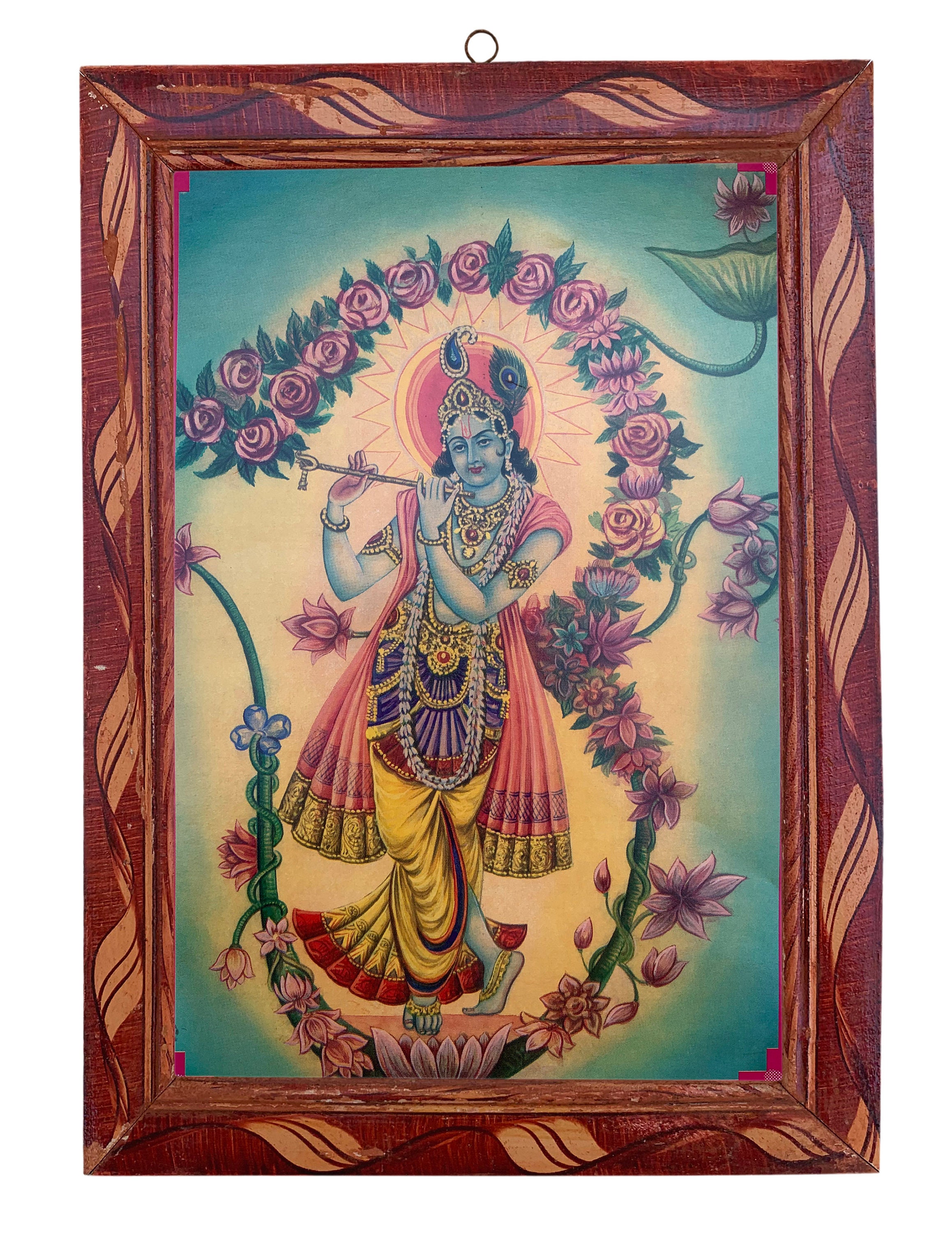 Krishna Photo Frame Krishan Vintage Photo Indian Deities Etsy