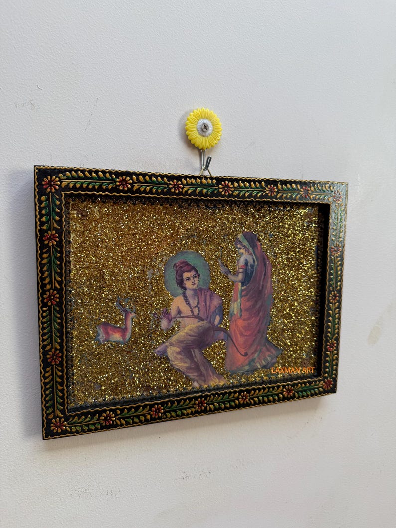 Vintage Rama Sita Picture Ramayana Scene Jai Work Wooden Hand-painted ...
