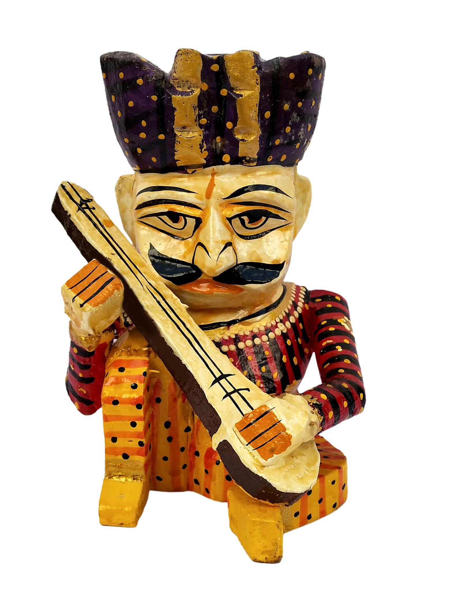 Wooden Musician Statue Hand Painted Rajasthani Traditional Etsy