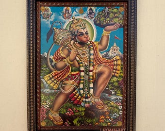 Koshtak Panchmukhi Hanuman/bajrangbali ji con shri ram sul petto cornice per foto con vetro infrangibile per appendere alla parete/regalo/tempio/sala puja/decorazioni per la casa e culto