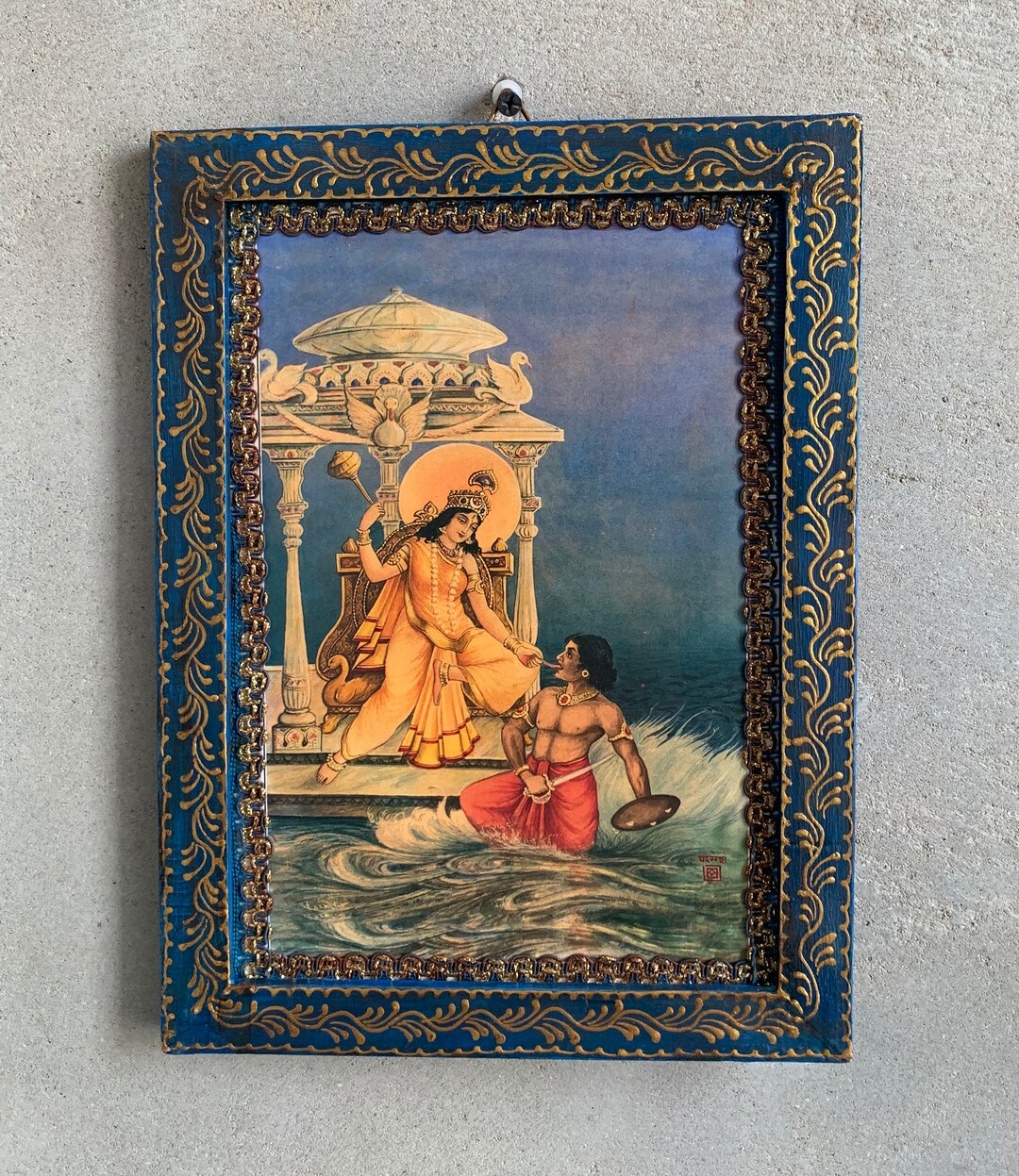 Indian God Photo, Baglamukhi Mata Photo Frame, Vintage Indian Gods