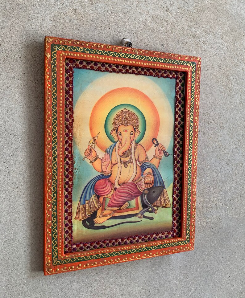 God Ganesha Vintage Photo Frame Indian Deities Old Photo Etsy