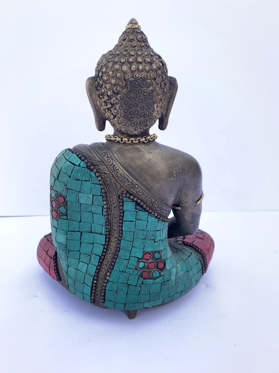 Vintage Figurines with Stone Work Home Decor Meditation Outdoor Indoor Buddhist Deity Temple Altar Old Figurines Brass Buddha Statue Vintage Figurines with Stone Work Home Decor Meditation Outdoor Indoor Buddhist Deity Temple Altar Old Figurines Brass Buddha Statue