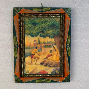 Hanuman and Sita Vintage Photo Frame: Indian God Wall Art (9 x 12 Inch)