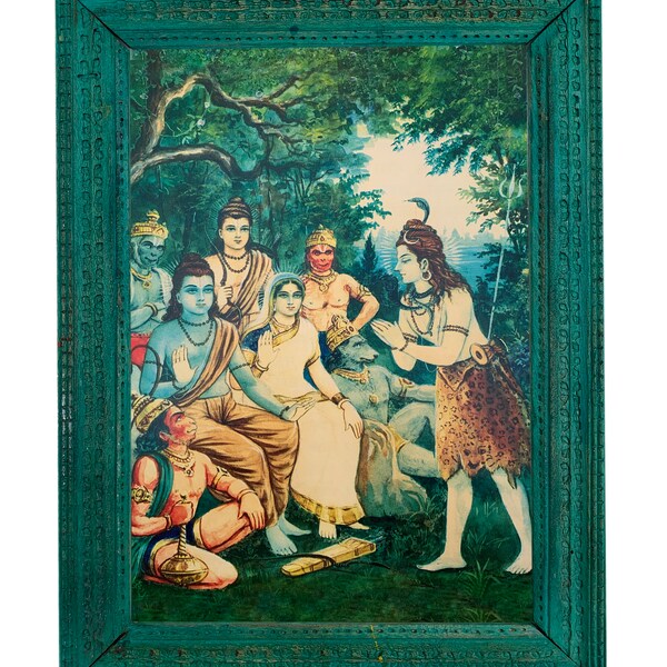 Ram Sita Bilderrahmen, Ram Darbar Bild, Indische Gottheiten Fotos, Indische Götter Holzbilderrahmen, Religiöses Foto, Hinduistische Gottheit Fotos-8x11 "