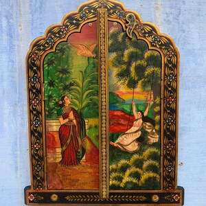 Wooden Hand Painted Window, Indian Women Painted Window, Wall Hanging Indian Wall Decor Window, Old wooden window, Indian handicraft Window
