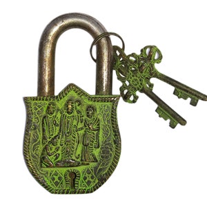 Unique Collectible Combination Door Security Lock with 2 Key Handmade Antique Design Vintage Elephant Shape lock Brass Elephant Lock