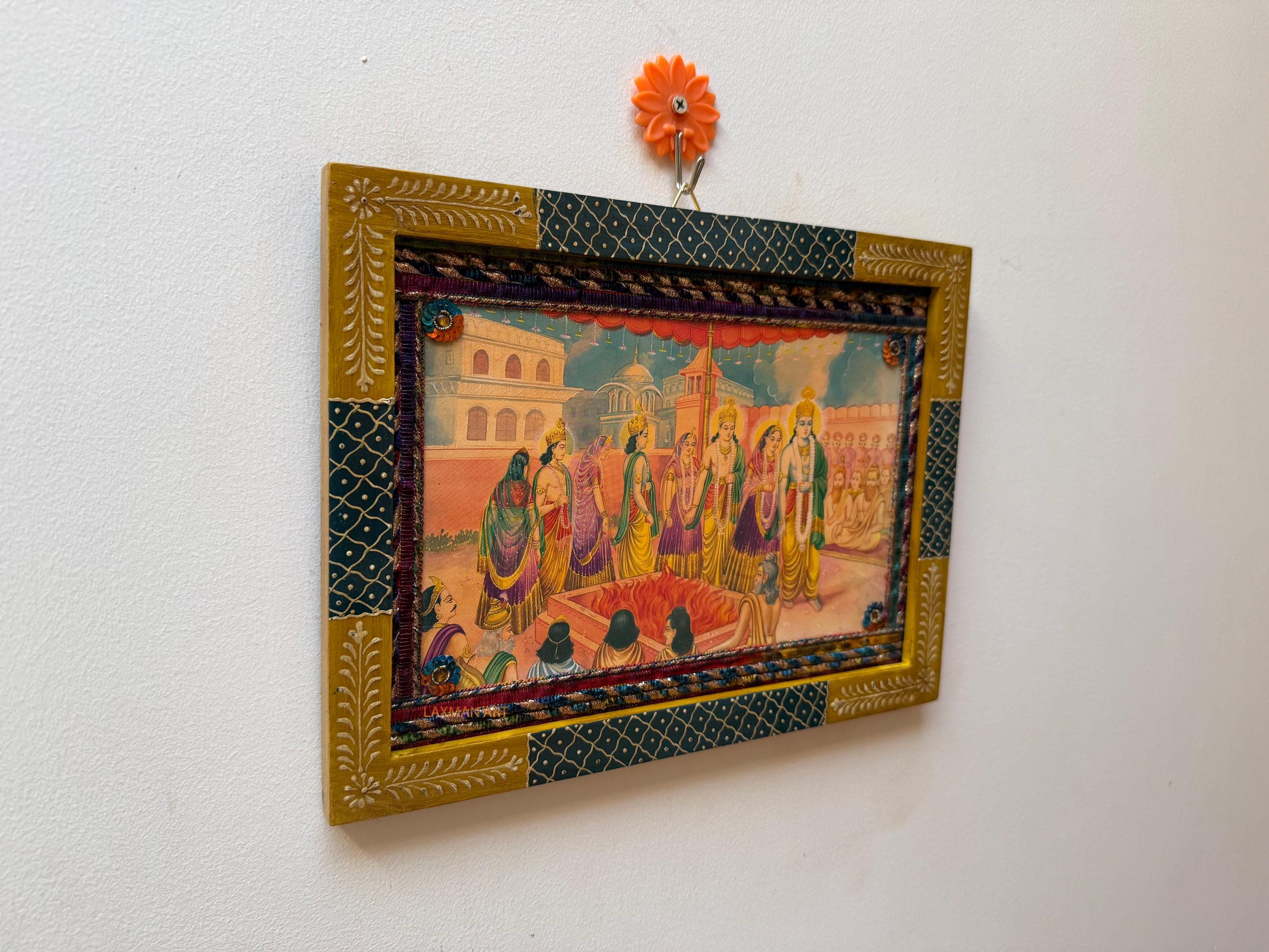 ラーマ・ラクシュマン卿のヴィンテージフォトフレーム：インドの神様の