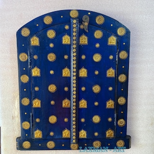 Vintage Hand Carved Wood Window: Brass Inlay Wall Decor