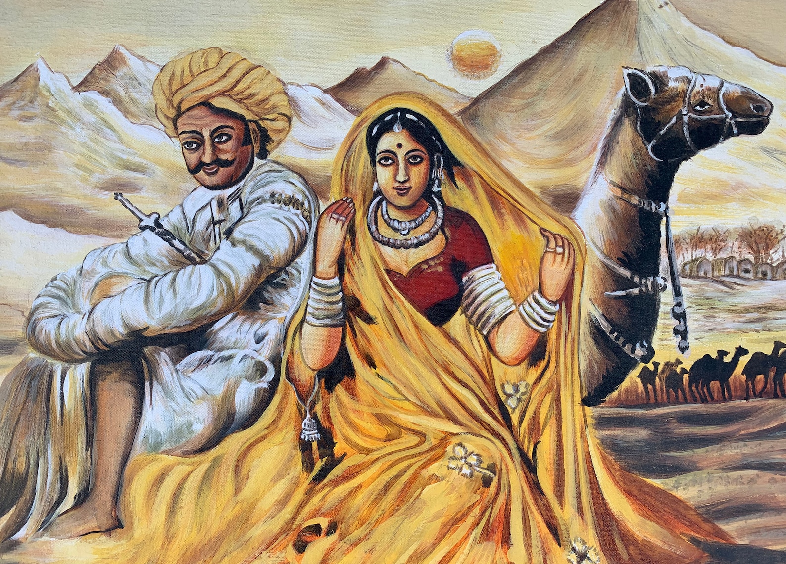 Rajasthani Painting Rajasthani Man Woman Oil Painting
