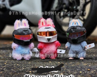 BLACK Motorcycle Helmet with Visor for Monsters Doll