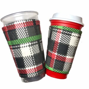 Holiday Plaid Eco Friendly Reusable Beverage Sleeve/Cozy