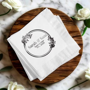 Foil Stamped Wedding Napkins: Personalized Monogram, Elegant Party Decor