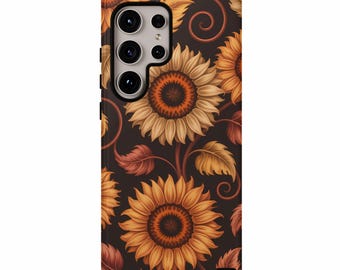 Sunflower Samsung Galaxy Phone Case, Floral Art, Autumn Design