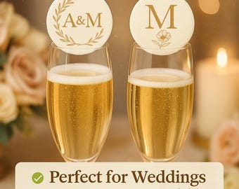 Adornos comestibles personalizados para bebidas, monograma personalizado para bodas