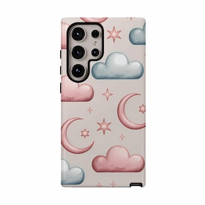Cloud Moon Star Samsung Galaxy Phone Case: Pastel Celestial Cover