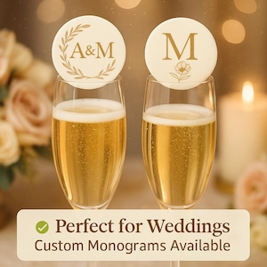 Personalized Edible Drink Toppers: Custom Monogram for Weddings